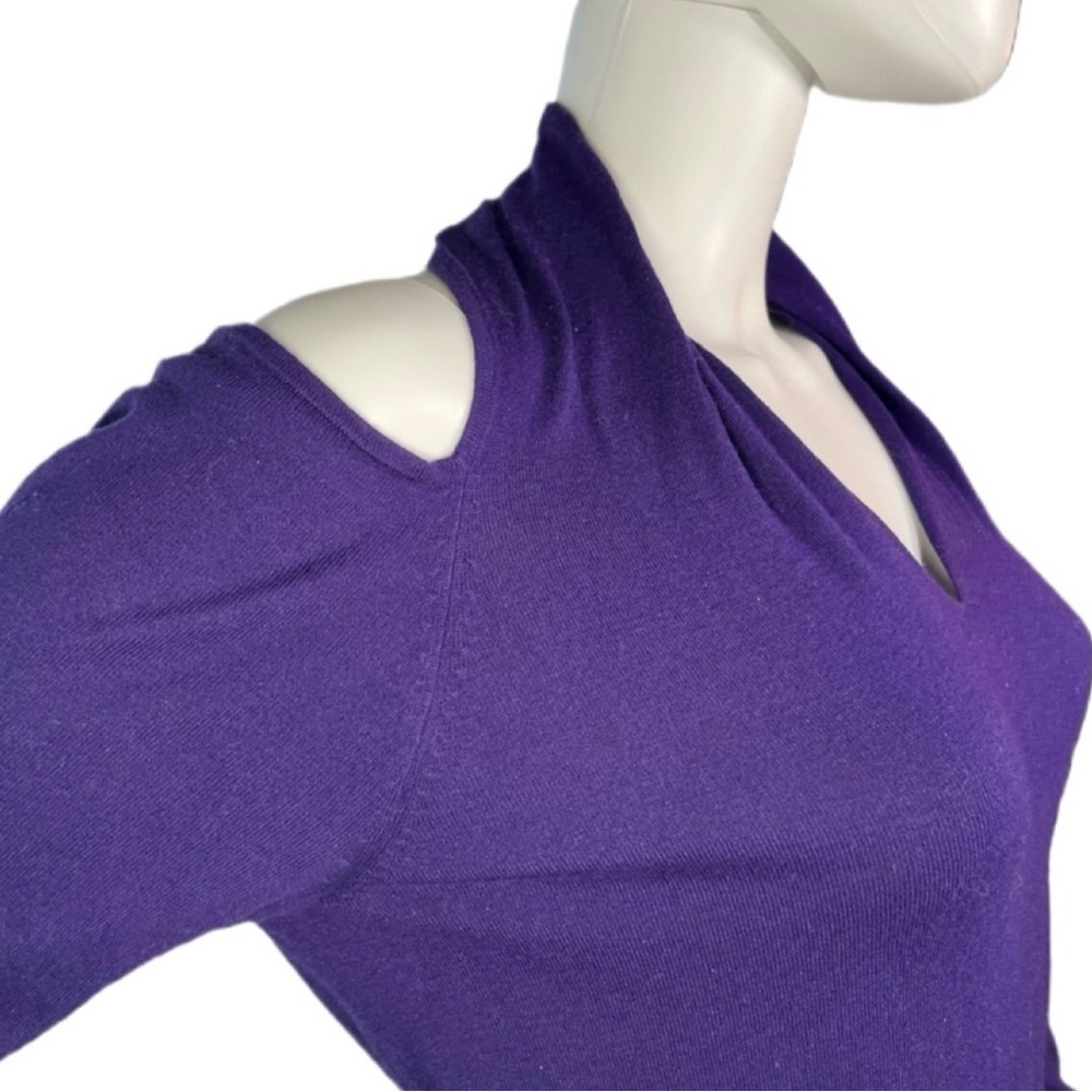 DKNY DKNYC Purple Iconic Cold Shoulder Cut Out Sweater Size M